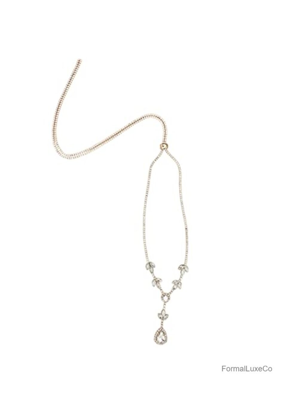 Reversible Y Necklace Adjustable Bolo Slide Crystal Rhinestone 36"